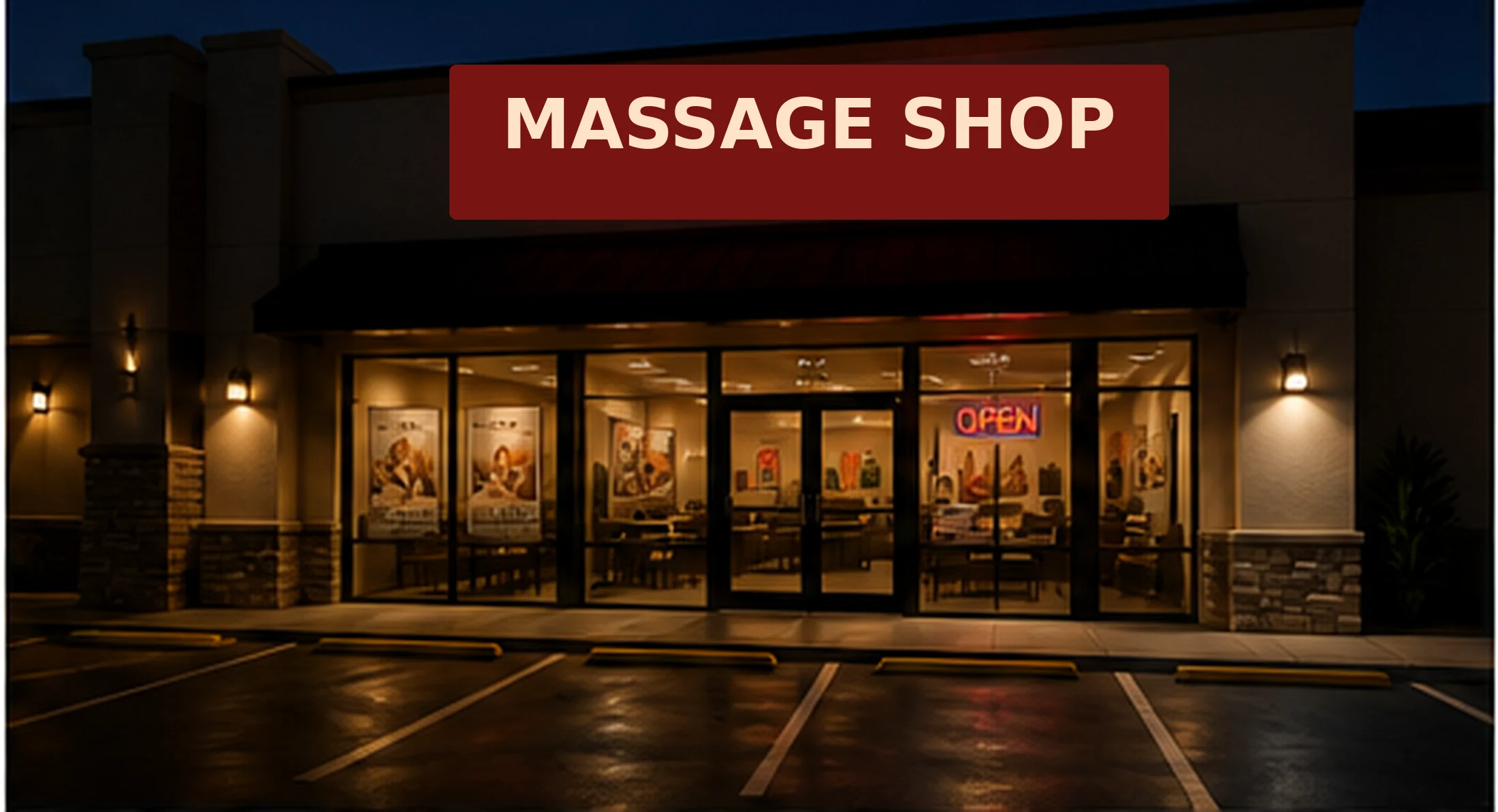 Storefront exterior — evening