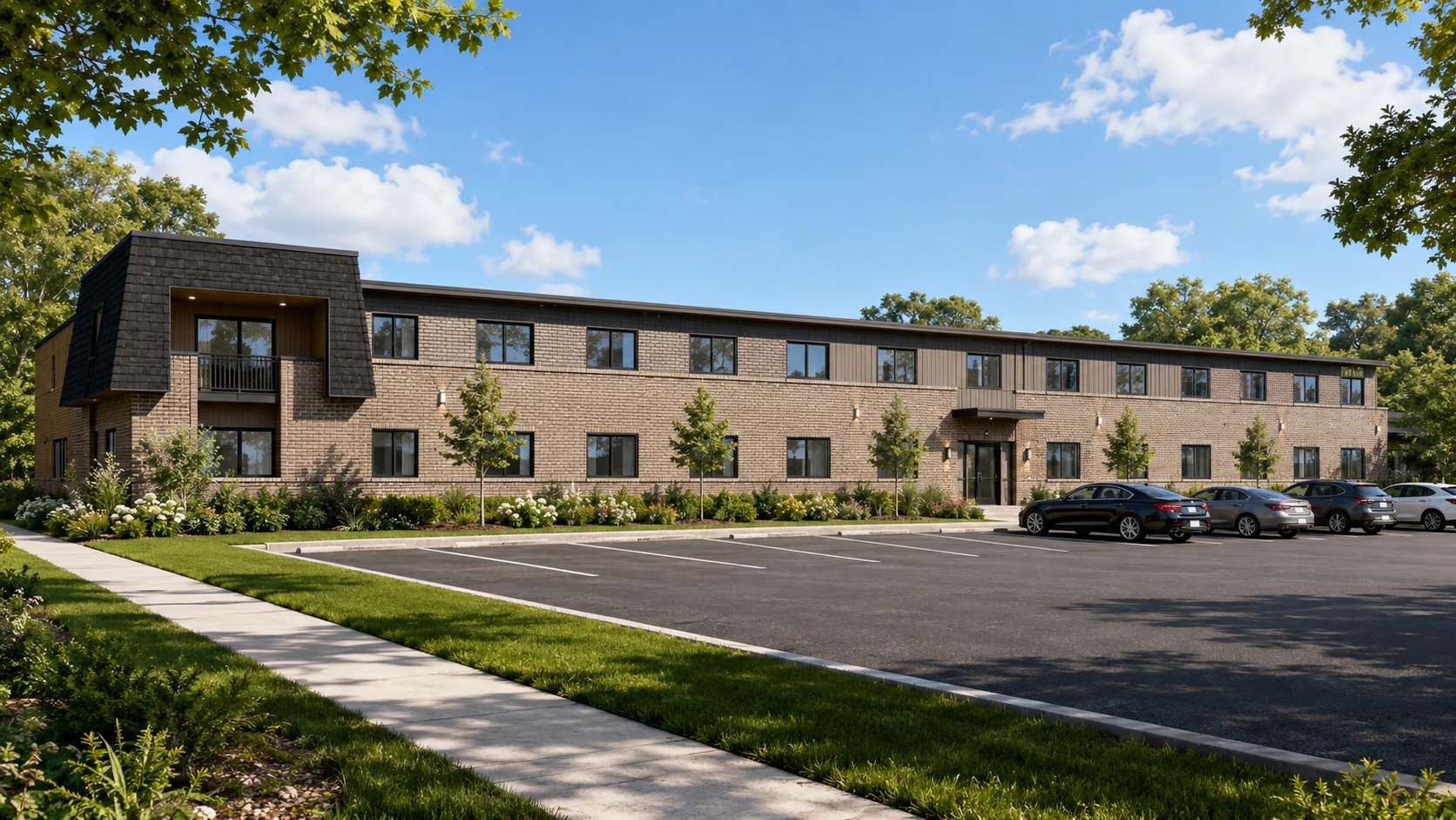 Multifamily building exterior — front elevation