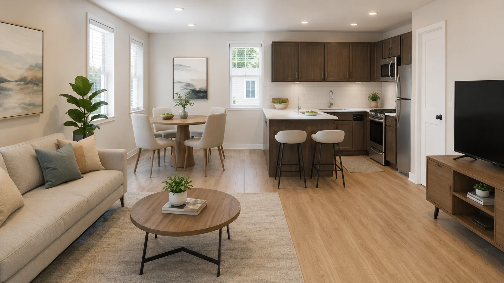 Unit interior — living / kitchen