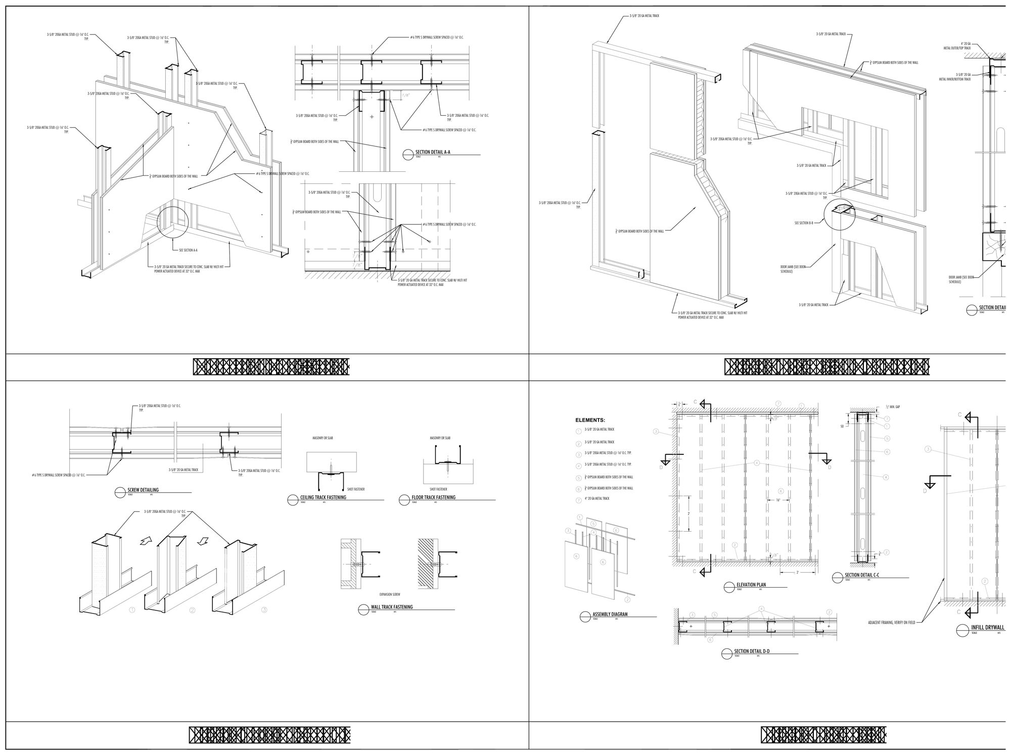 Metal-stud framing axonometric details