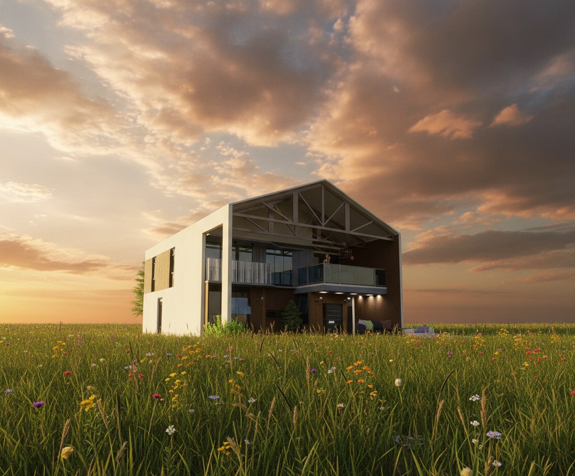 Barndominium exterior rendering