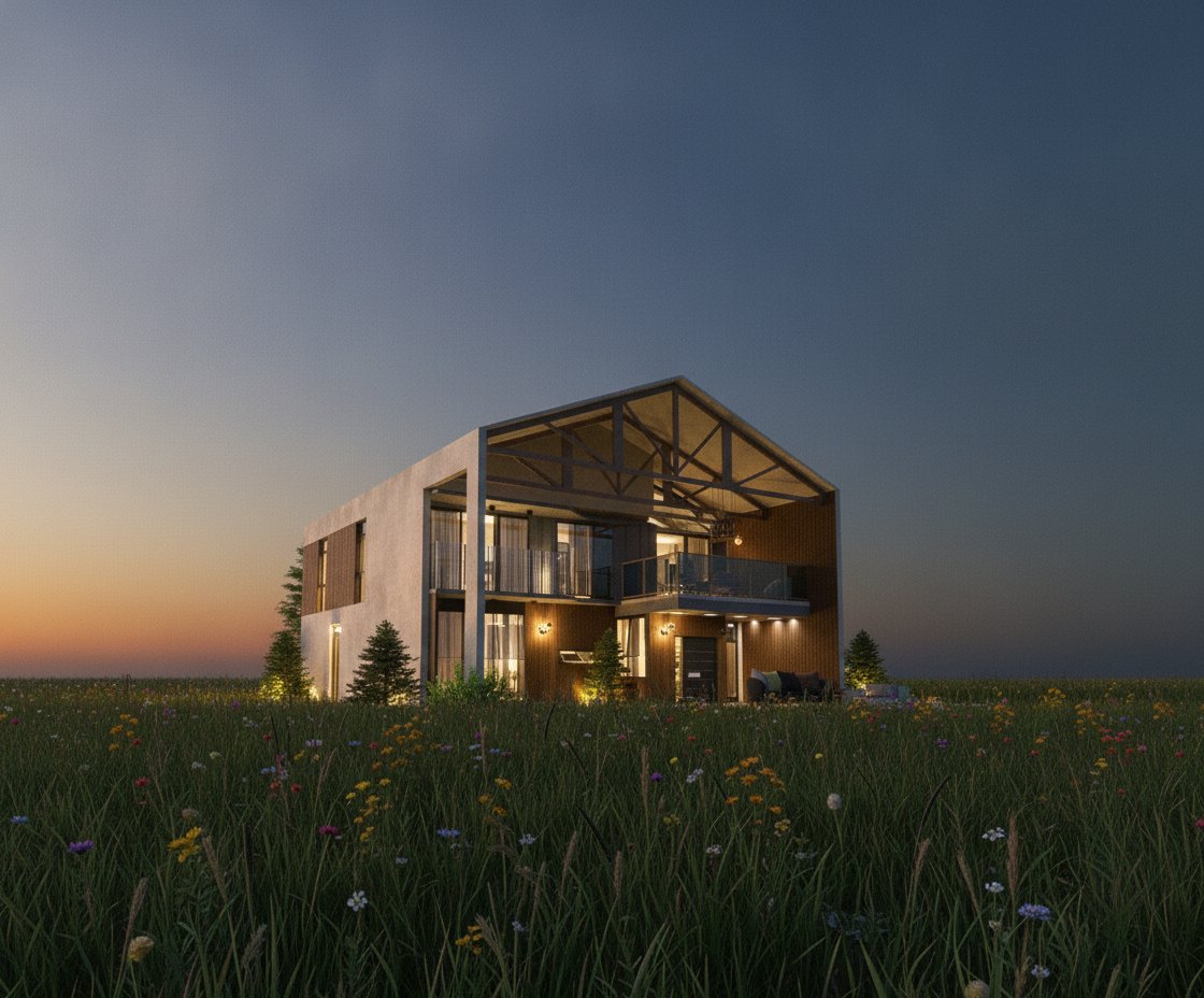 Barndominium — dusk view
