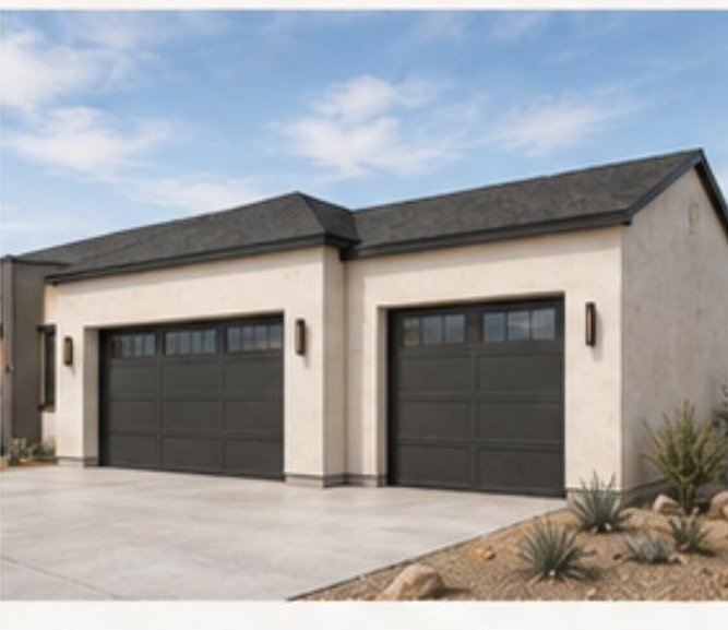 Three-car garage — angled view