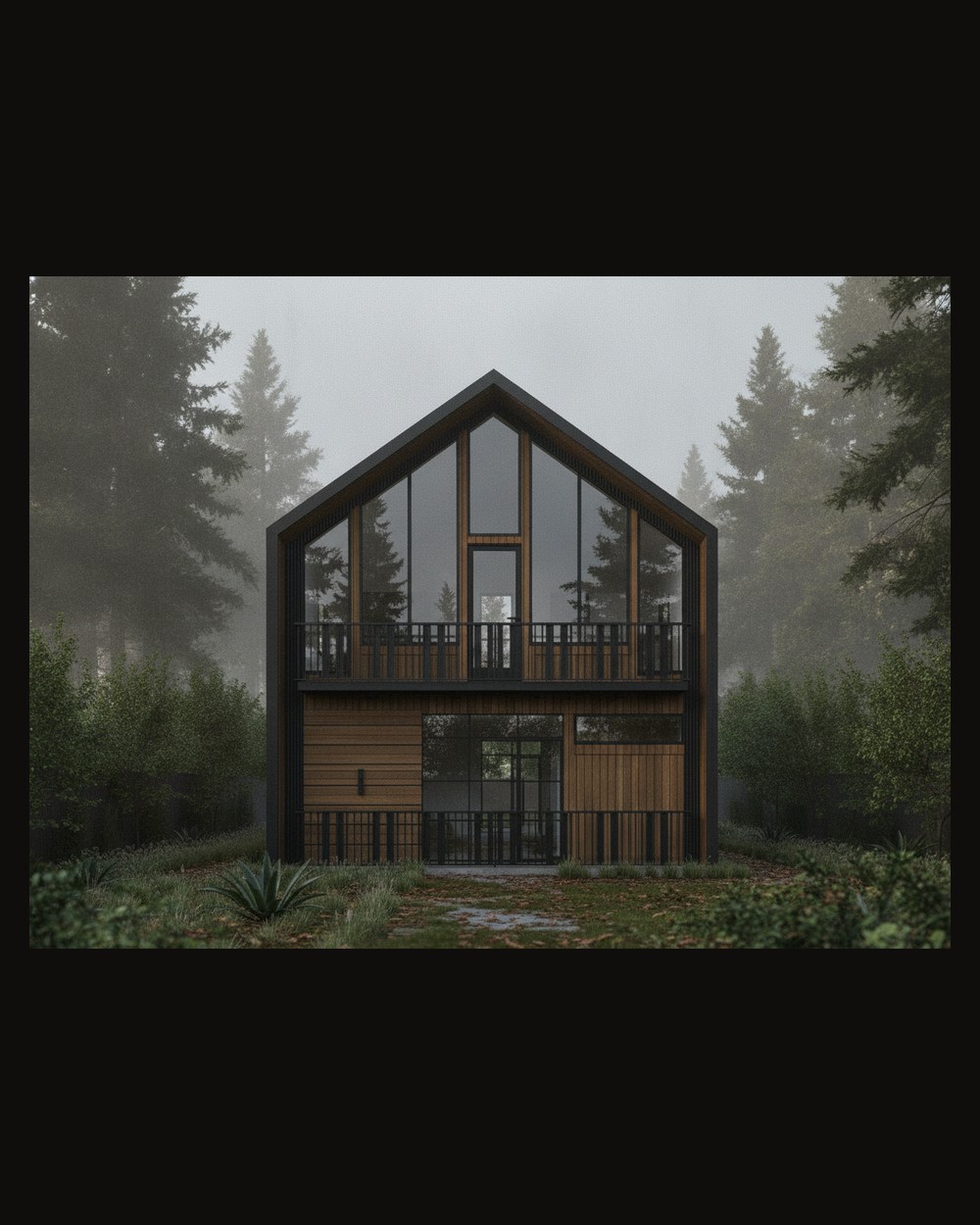 Two-story contemporary gable ADU — exterior rendering