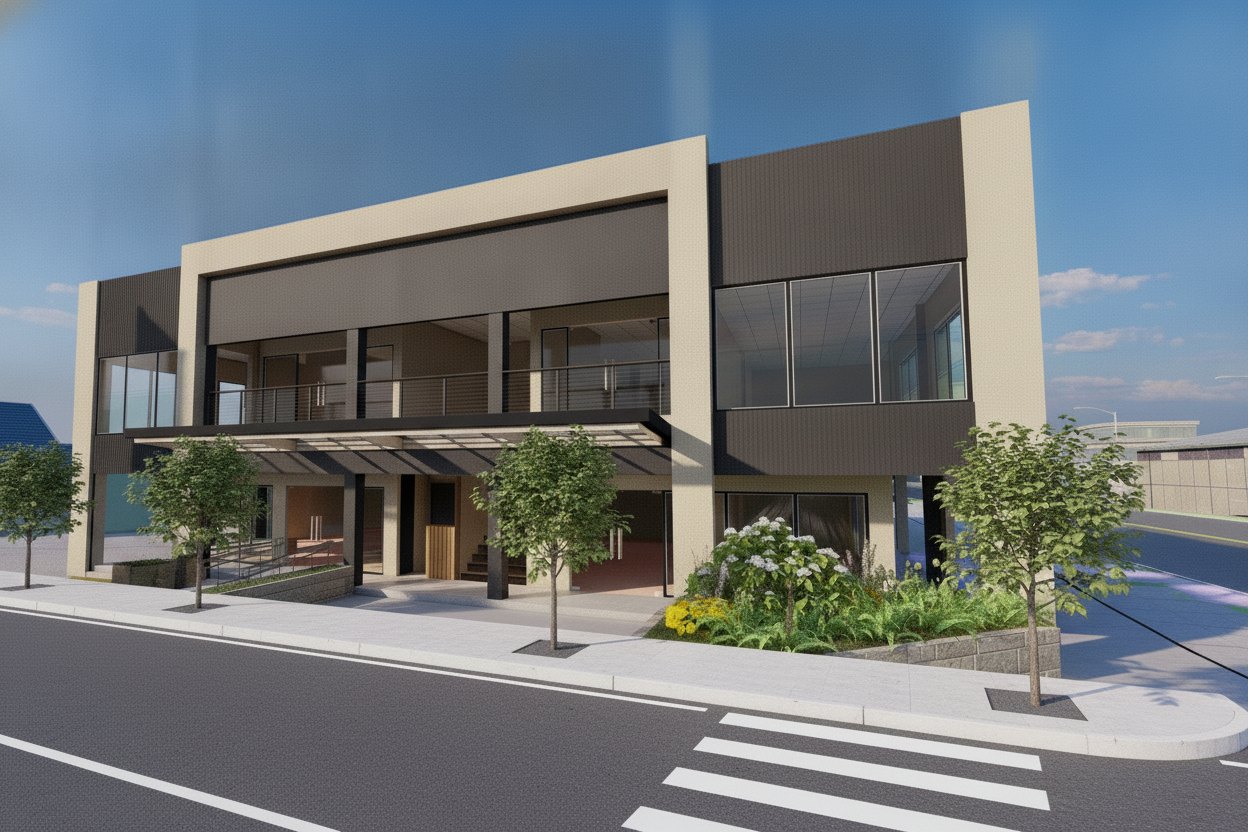 Three-quarter angle rendering